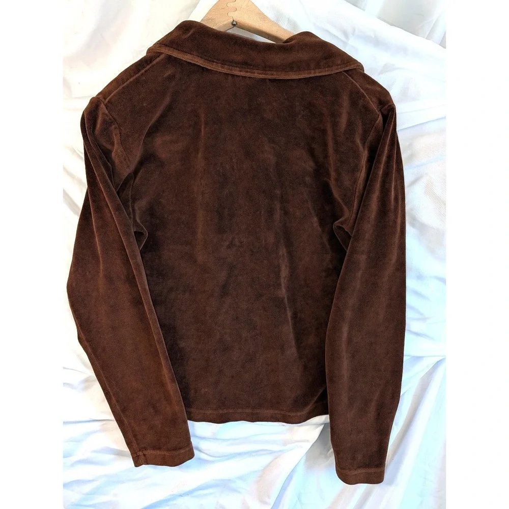 VTG Velour Velvet Brown 70s 1/4 Zip long sleeve Talon Disco Mens M vintage JMX